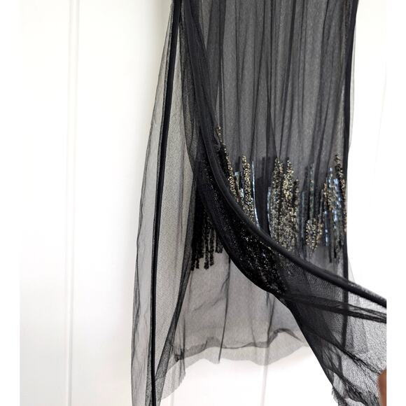 Maiyet Black Sheer Beaded Embellished Overlay Evening Dress - Size 36 (US 4) - Picture 9 of 11